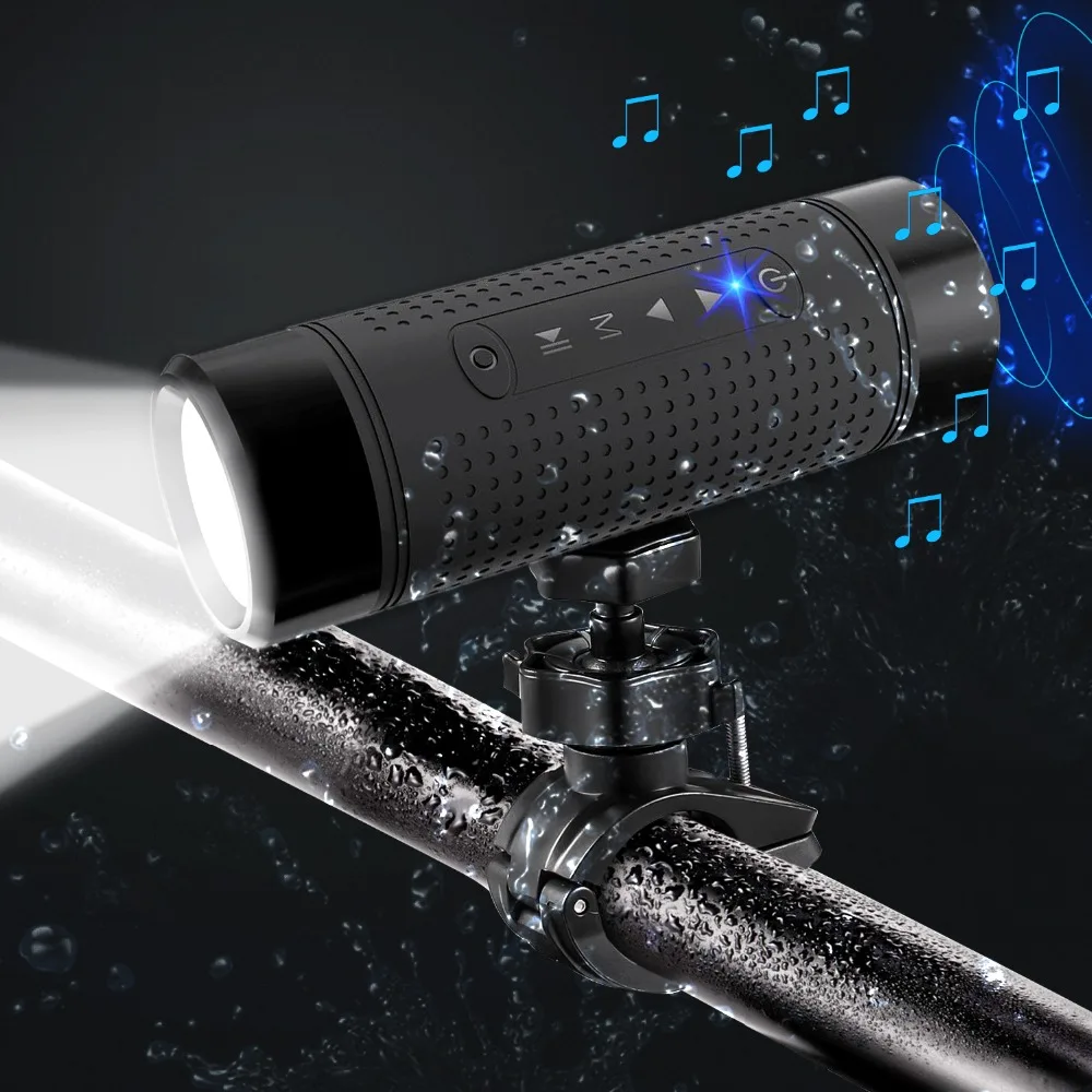 

1pc Bike Light With Bluetooth Speaker Power Bank Support TF FM USB Rechargeable Cycling Flashlight For Bicycle Front Light