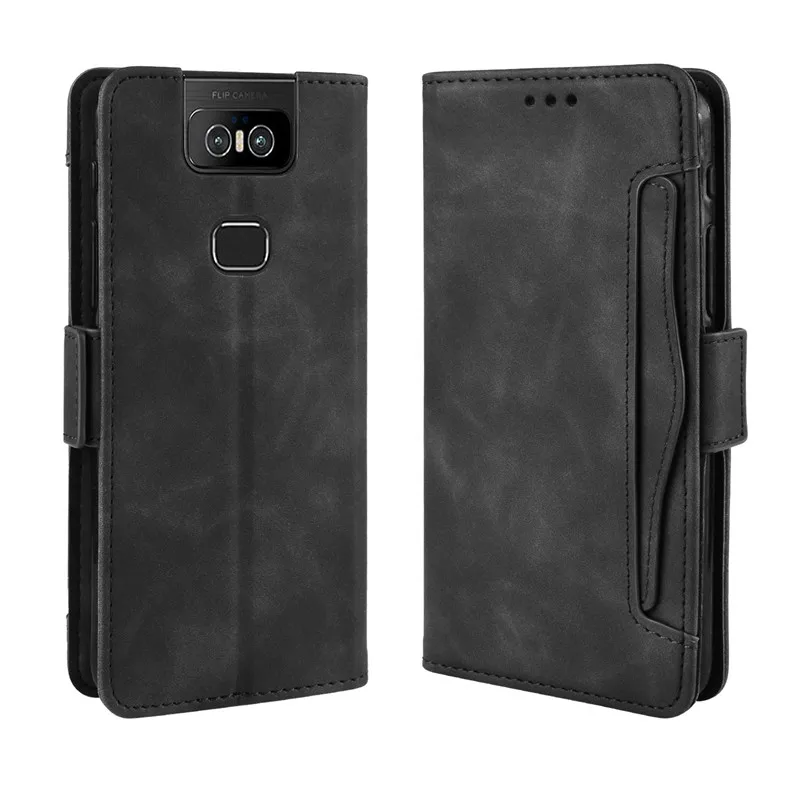 

For Asus ZenFone 6 Case ZS630KL Multi-card slot Leather Book Flip Design Wallet Case Soft Cover For Asus ZenFone 6 ZS630KL