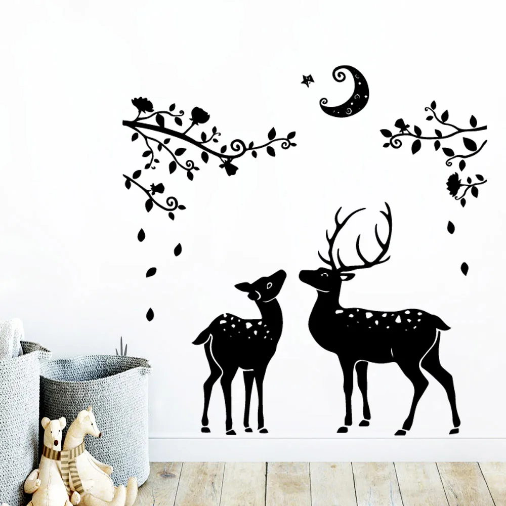 Виниловая водостойкая Наклейка на стену большие олени | Дом и сад