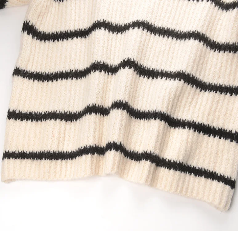 H.SA Women Casual Winter Turtleneck Pullover and Sweaters Striped Knit Jumpers Cashmere Sweater Warm Pull Femme casaco feminino
