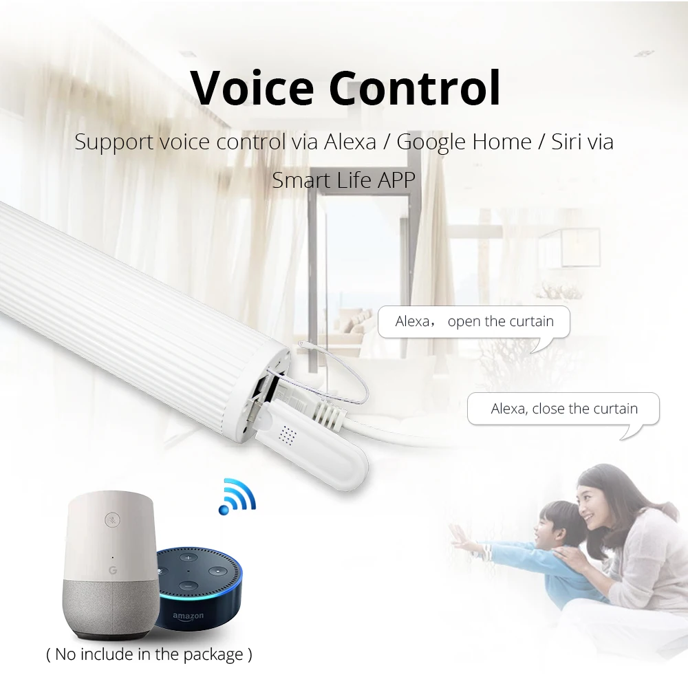 Zemismart настенный потолочный электрический занавес двойной WiFi Tuya APP Alexa Google Assistant Голосовое управление Регулируемый трек