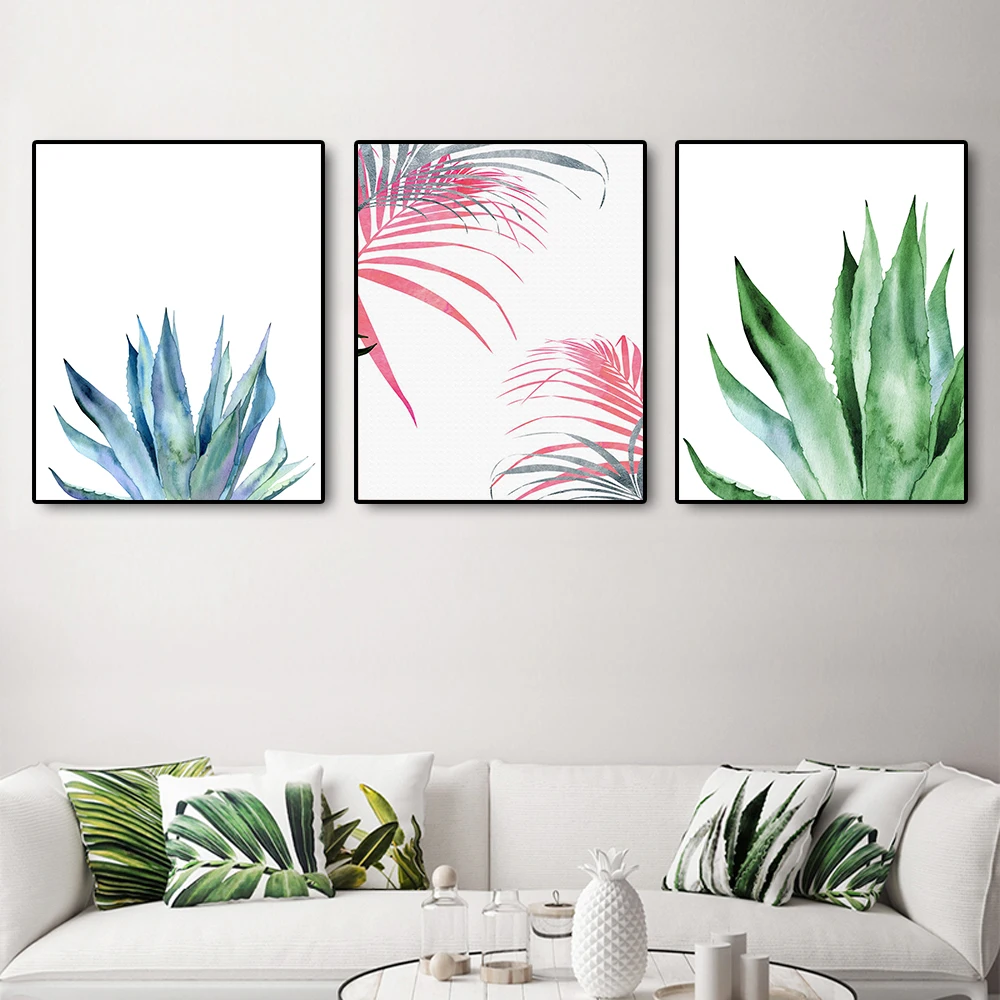 

Watercolor Leaves Wall Art Canvas Painting Green Style Plant Nordic Posters and Prints Decorative Picture Modern Home Decoration