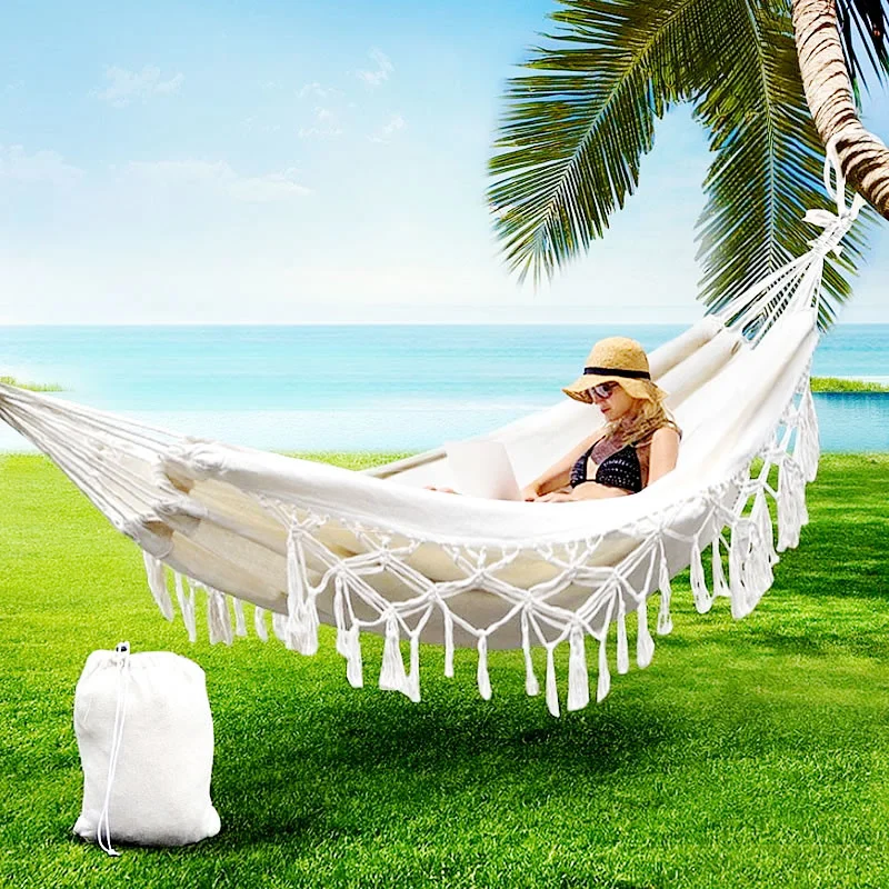 White tassel hammock tent swivel chair outdoor camping portable two-way | Мебель