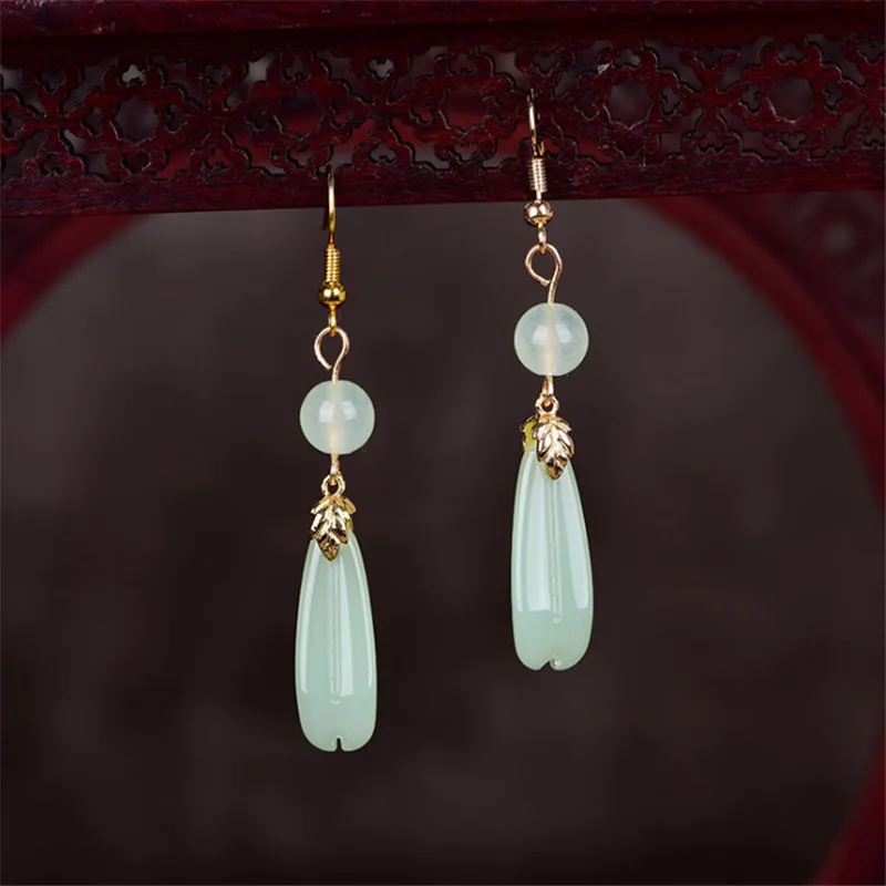 Yanting Glass Glazed Tassel Earrings Female Gifts For Women Handmade Jewelry Ethnic Earrings Shell Flower Earring Hanging 0137 - Окраска металла: green chalcedony