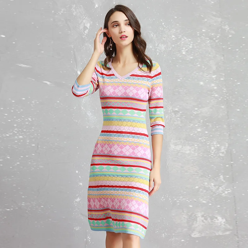 

2020 Spring and Summer New Women's European Station French Light Luxury Ladies Temperment Gold Thread Textured Dress