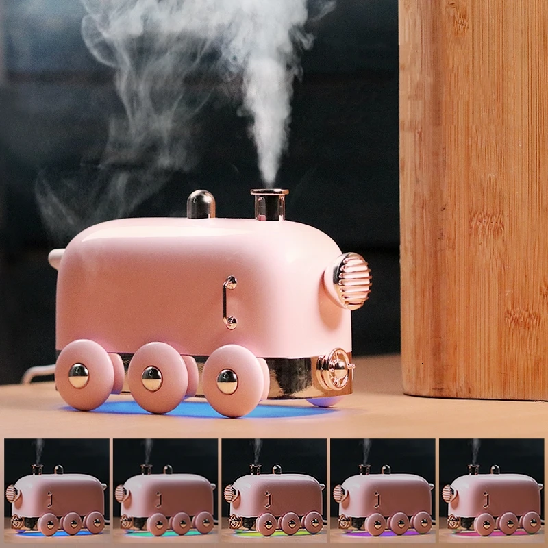 

300ML Lovely Air Humidifier Mini Train Ultrasonic Essential Aromatherapy Diffusers for Office Car USB Mist Maker Air Purifier