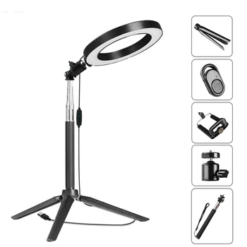 

Led Selfie Ring Light Mirror M126 Live Stand LED Makeup Mirrors Beauty Mirror Lights 5 In 1 Set Photography Fill Light 16cm