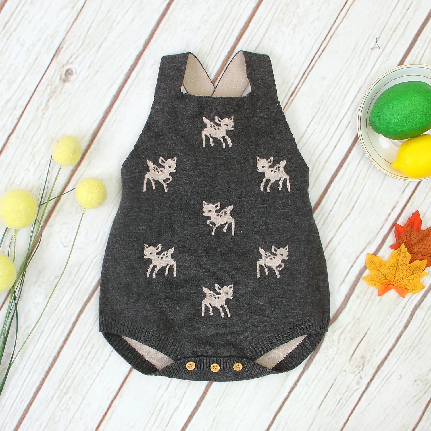 Newborn Baby Bodysuits Clothes Bunny Cartoon Deer Knitted Toddler Infantil Bebes Boys Girls Jumpsuits 0-18M Children's Coveralls