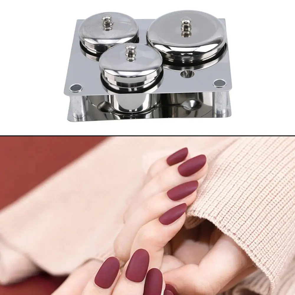 

3pcs Stainless Steel Metal Dappen Dish / Lid Bowl Cup Crystal Nail Art Tips Tools For Mixed Acrylic Liquid Powder