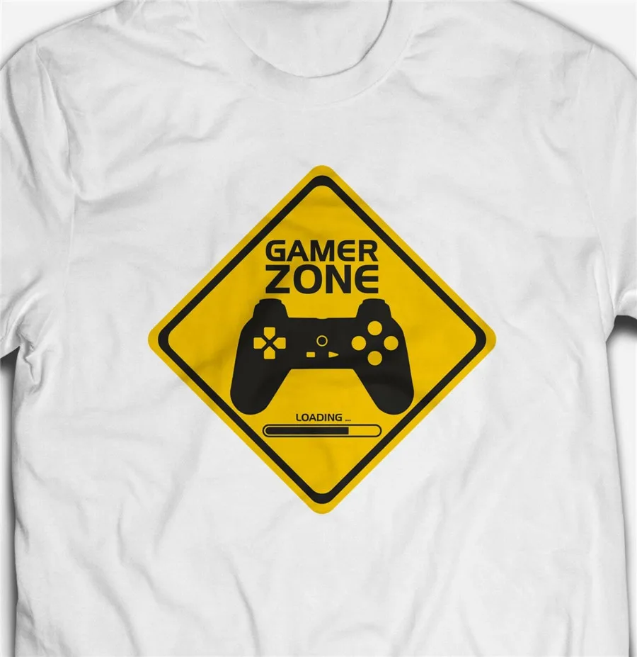 Gamer Zone Gamepad игровая консоль вывеска Мужская футболка Geek свободная размер Топ Ajax |