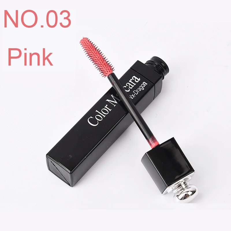 mascara-pink Цветная Водостойкая тушь для ресниц, быстрая сушка, подкручивание, удлинение, макияж, ресницы для глаз, голубые, зеленые, красные, фиолетовые, черные, белые, чернильная тушь для ресниц - Цвет: mascara-pink