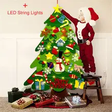 Toys Christmas-Tree Artificial-Tree Wall-Hanging-Ornaments Felt DIY with String-Lights