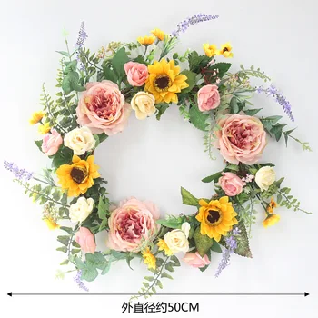 

20inch Wreath for Home Door Flowers Decoration Artificial Wreath Decorations for Home Wedding Christmas New Year Floral Garland