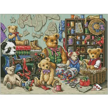 

The little bear family patterns Counted Cross Stitch 11CT 14CT 18CT DIY Cross Stitch Kits Embroidery Needlework Sets home decor