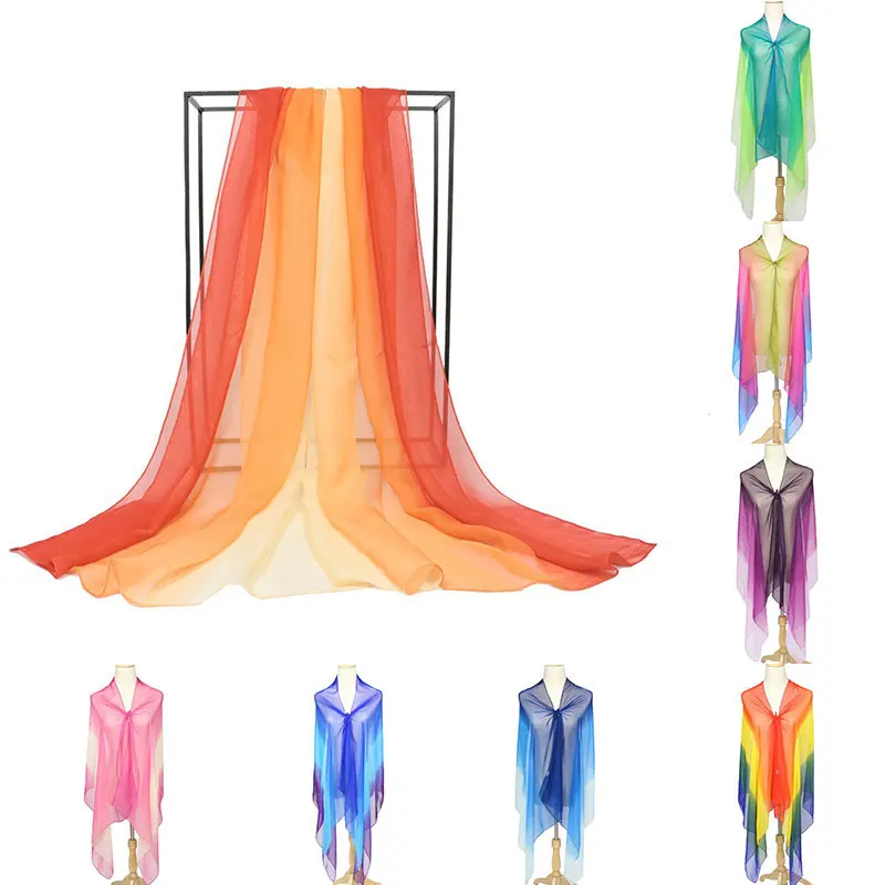 Осень градиент Цвет негабаритных солнцезащитный крем шарф мульти-Цвет шифоновый