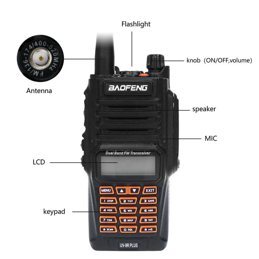 Baofeng UV 9R плюс влагонепроницаемые Walkie Talkie 8 Вт двухстороннее радио Двухдиапазонный