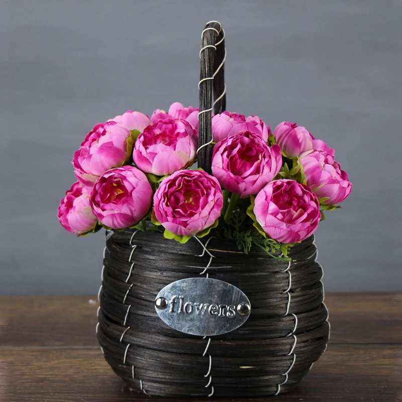 JAROWN 6 Heads Peony Bouquet Peonies Artificial Silk Flowers Wedding Home Decoration Fake Rose Flower Birthday Party Decor (28)