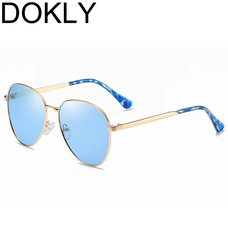DOKLY New Women Sunglasses Blue lens Pilot sunglasses Women Polarized