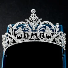 Корейский стиль невесты Корона волосы застежка головной убор Стиль сплав Большая Корона волосы застежка кристалл свадебные аксессуары