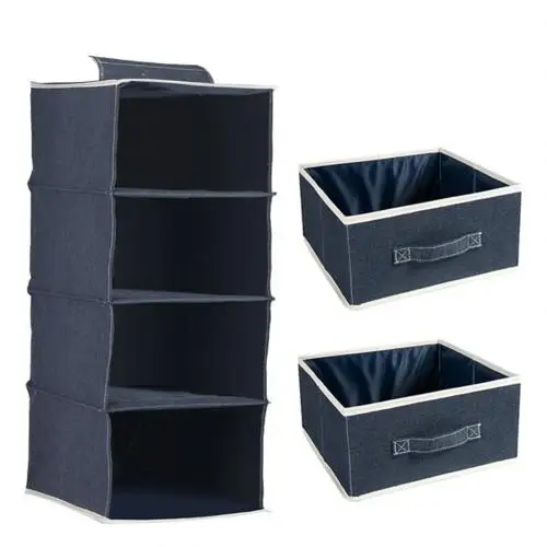 Navy Blue 4 4-Слои подвесная сумка Шкаф Одежды Органайзер корзина Хранение продуктов питания ящик для дома и сада - Цвет: Navy Blue 4