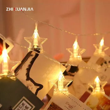 

LED wall lamp 1.5m 3m Battery power photo clip decoration Wall Light Bedroom Lamp Holiday wedding Christmas decoration home Lamp