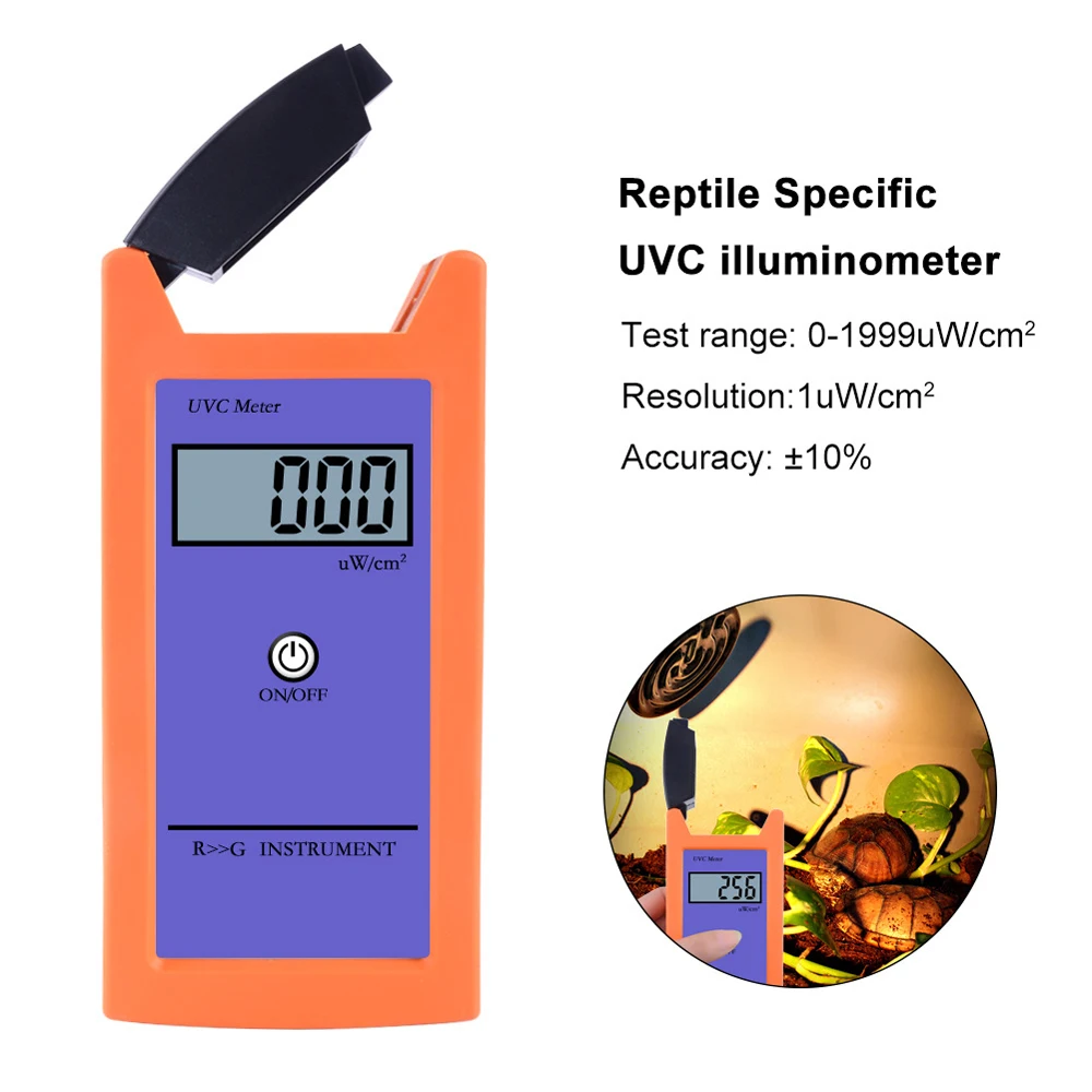 Digital Reptile UVC Precision Meter Ultraviolet Irradiance Tester Portable UV Intensity Detector with LCD Display 