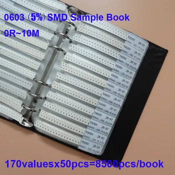 

0603 SMD Resistor Sample Book 5% Tolerance 170valuesx50pcs=8500pcs Resistor Kit 0R~10M