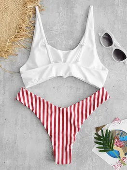 Swimsuit Scoop Neck Striped Swimwear Knot Bow Fringe Summer Beachwear Bathing Suit Push Up Biquini 1 Swimsuit Scoop Neck Striped Swimwear Knot Bow Fringe Summer Beachwear Bathing Suit Push Up Biquini