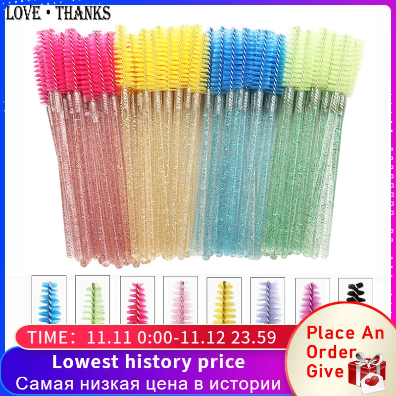 

50Pcs Eyelash Extension Disposable Eyelash Brush Mascara Stick Applicator Propeller Eyebrow Makeup Brushes Set Makeup Tools