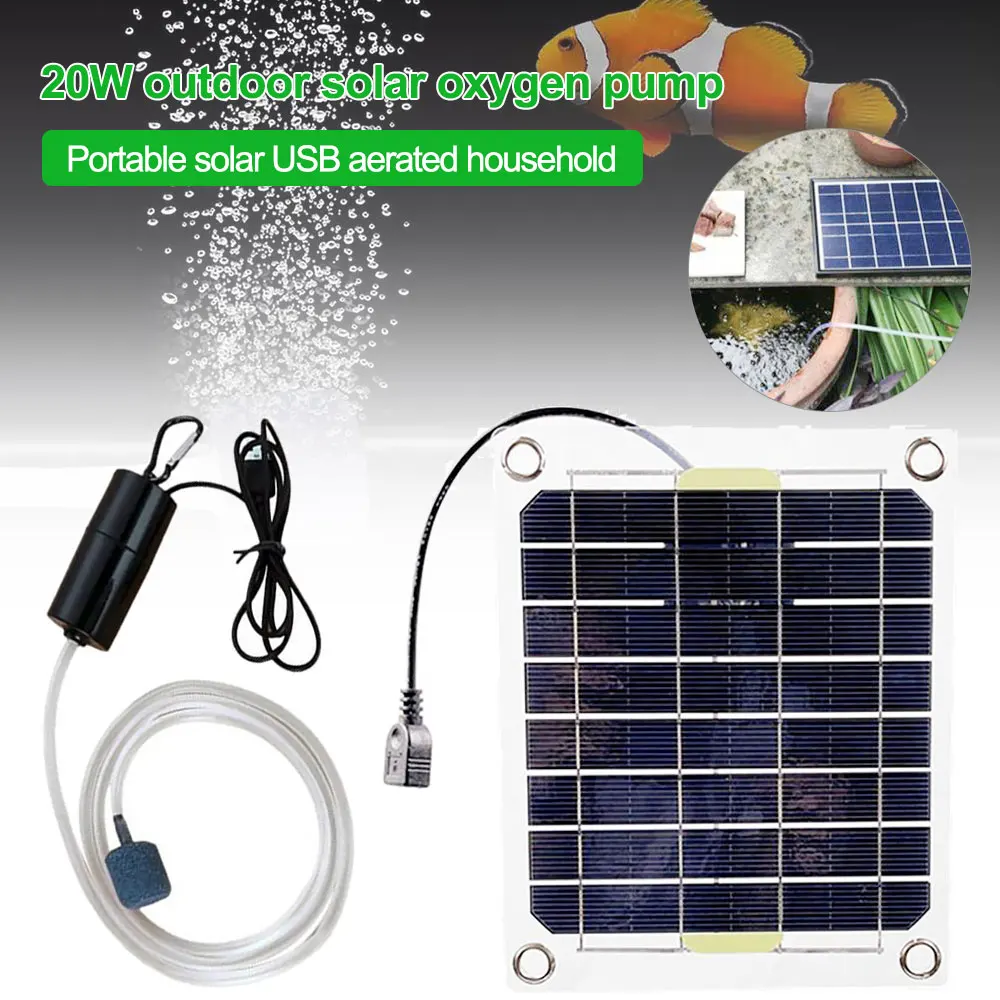 

20W Solar Powered Water Air Pump Oxygenator Pond Fish Tank Pond Pool Aquarium Air Oxygen Pump Aerator Garden Fountain Water Pump