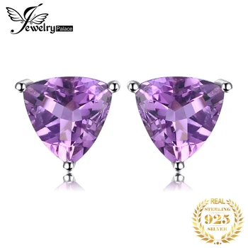 

JewelryPalace Triangle Genuine Amethyst Stud Earrings 925 Sterling Silver Earrings For Women Korean Earings Fashion Jewelry 2020