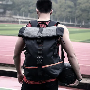 

Rucksack Sports Travel Daypack Large Capacity Multifunctional Mochila Basketball Bag Breathable School Casual Black Men Backpack