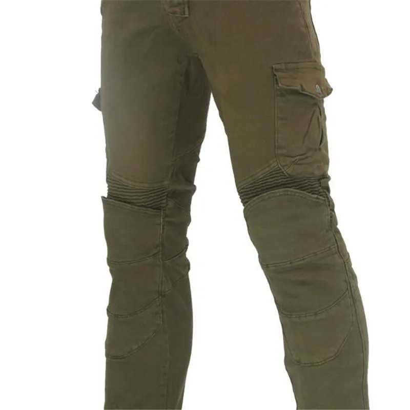 Green Motorcycle Pants Men Motocross Racing Trousers Cargo Jeans Touring Riding Pantalon Moto Pants Motorcycle Equipment Pants