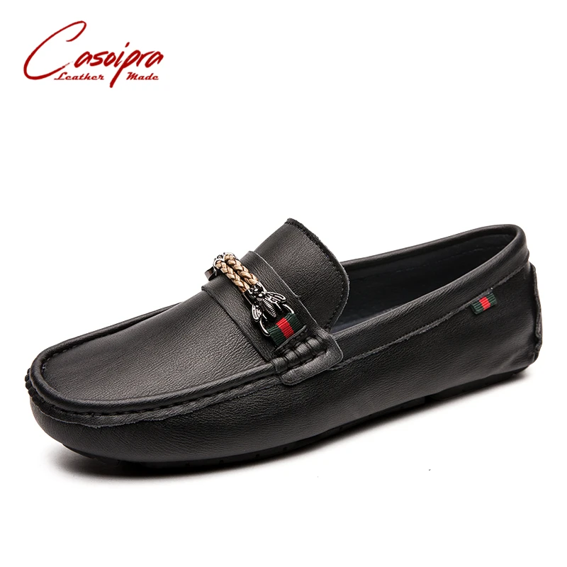

Casoipra Brand Black Men Loafers Top Quality Genuine Leather Casual Shoes Slip On Driving Mocasines Hombre Flats Mocassin Homme