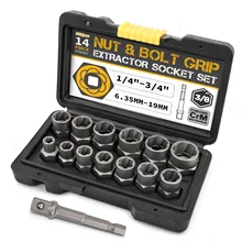 

Hi-Spec 14pc Damaged Screw Extractor Cr-Mo Steel Bolt Nut Remover Car Tool Kit Hand Tools Kit 6.35 -19m in Tool Box