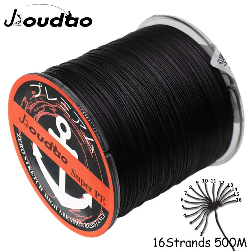 Jioudao 500 м 16 нитей 55LB 280LB PE плетеная рыболовная проволока многоцветная