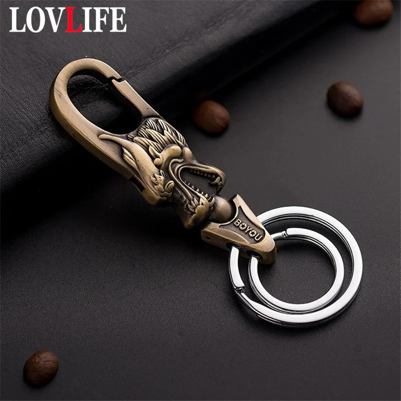 Dragon Keychain Car Key Ring Men Gift Decoration Lucky Brass Waist hanged