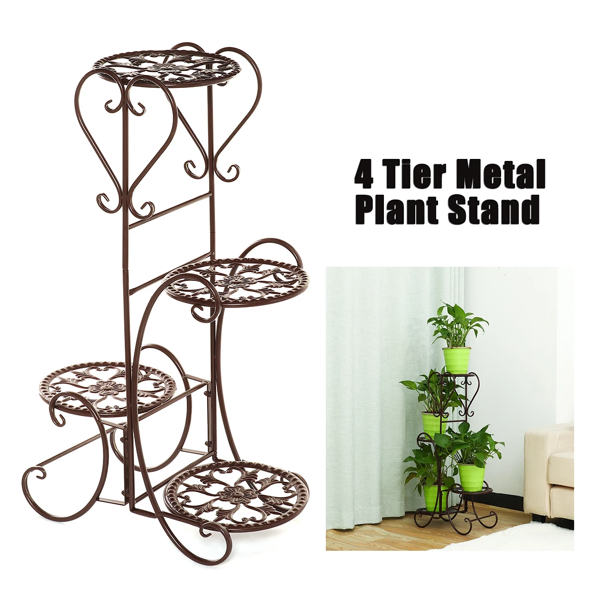 4/5 Tier Flower Shelf Nordic Home Balcony Decoration round/square Flower Rack Plant Stand Shelves Wrought Iron Living Room 