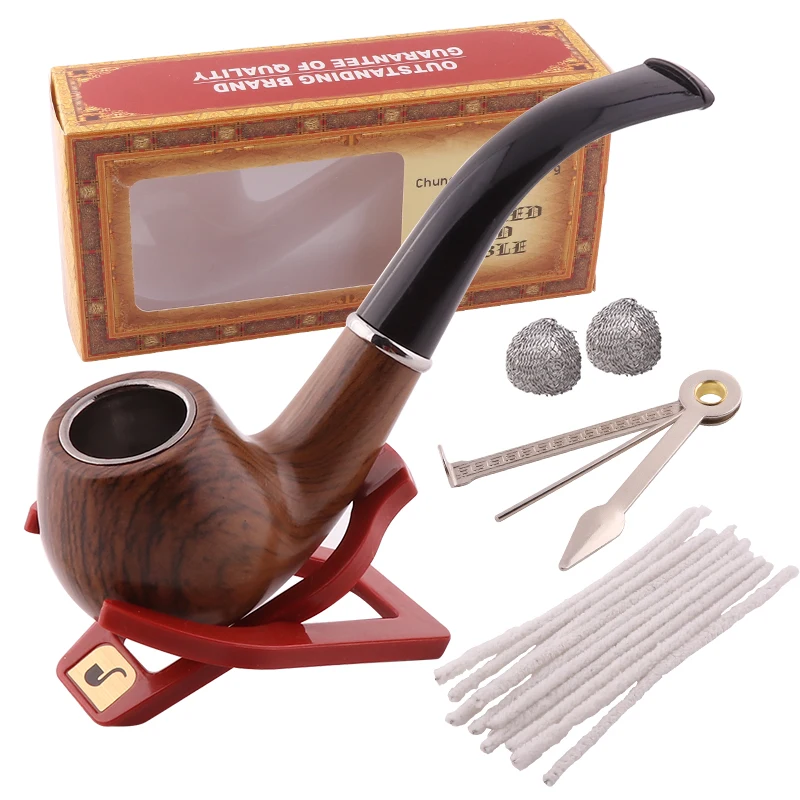 Herb Grinder Tobacco-Pipe-Set CHIMNEY-FILTER-GIFT Smoke-Accessories Pipe Smoking Wooden