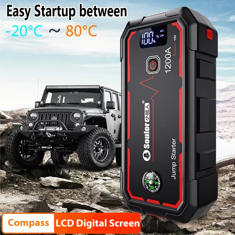 Car Jump Starter 38000mAh Power Bank Portable Car Battery Booster Charger 12V Auto Starting Device Starter LCD Screen