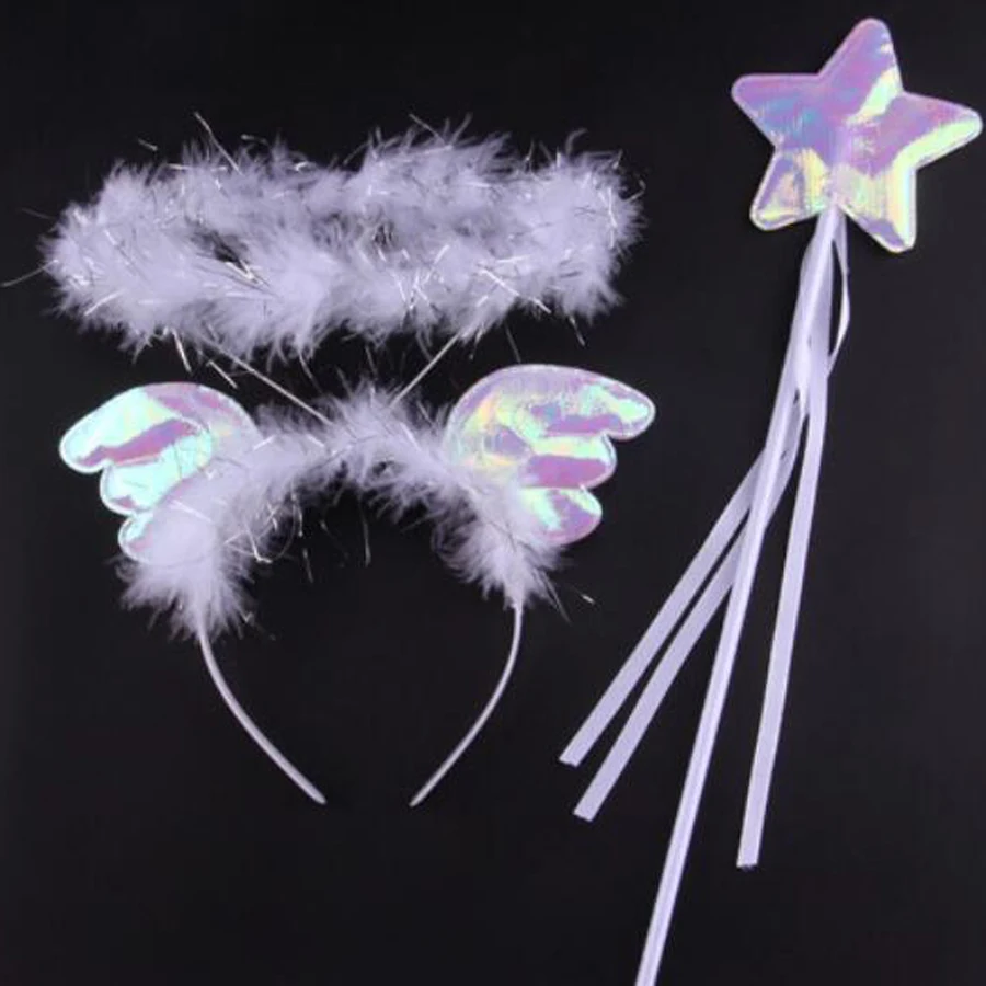 Kids Heaven Sent Angel White Halloween Fancy Dress Up Girl Fairy Christmas Costume Girls Wings Tutu Dress with Halo and Wand (8)