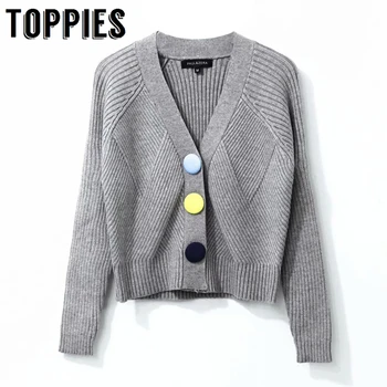 

Candy Color Button Cardigan Women Knitted Short Cardigan Jacket Coat Female V Neck Long Sleeve Sweater