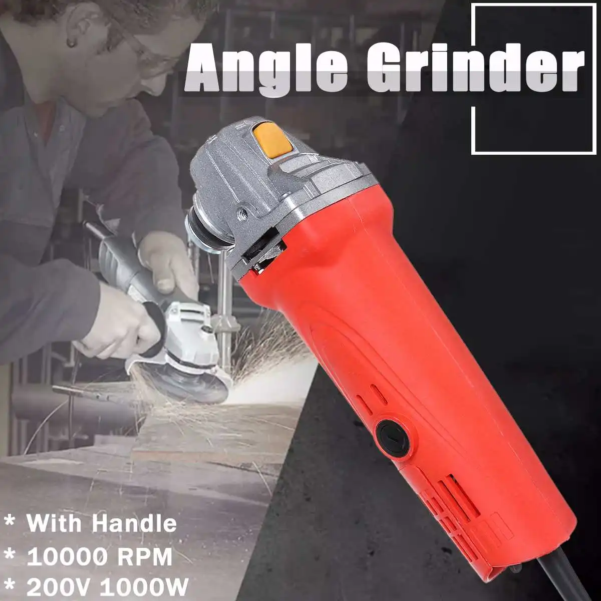 

10000RPM Angle Grinder 220V 1000W Red Angle Grinder Polishing Machine Cutting Wheel Cutting Tool