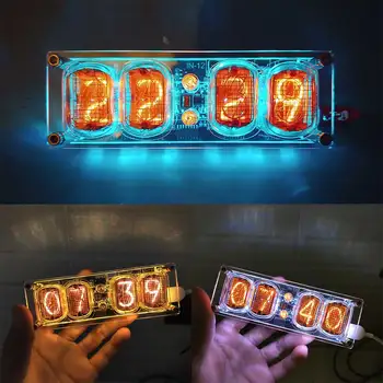 

Glow Tube Clock IN-12 With Backlight RGB LED Home Bedroom 4 Bit Integrated 5V 1A Glow Tube Clock