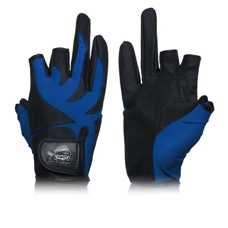 Fishing Gloves 3 Finger Cut Leather Mitten Anti-slip Climbing Glove Hiking Camping Riding Gloves Angler Rock Lure Fishing Tackle