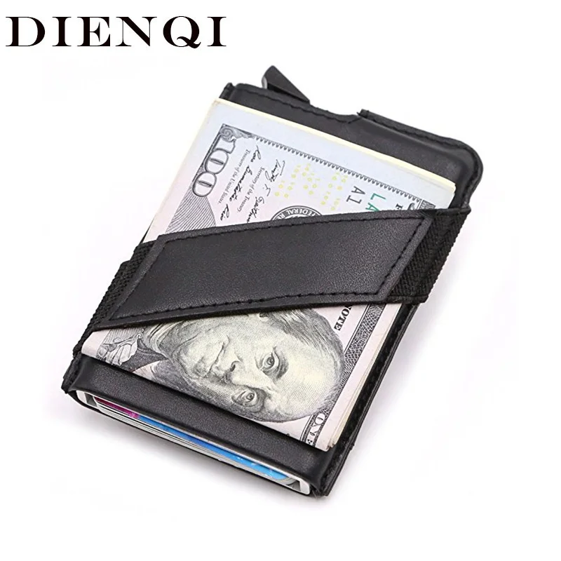 DIENQI, Анти Rfid Блокировка, кредитный держатель для карт, мужской минималистичный кошелек, металлический, Ретро стиль, Бизнес банк, кредитная карта, защитный чехол