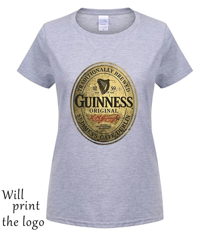 Горячая цена забавная футболка Guinness label винтажная Мужская модная футболка - Цвет: women Light grey