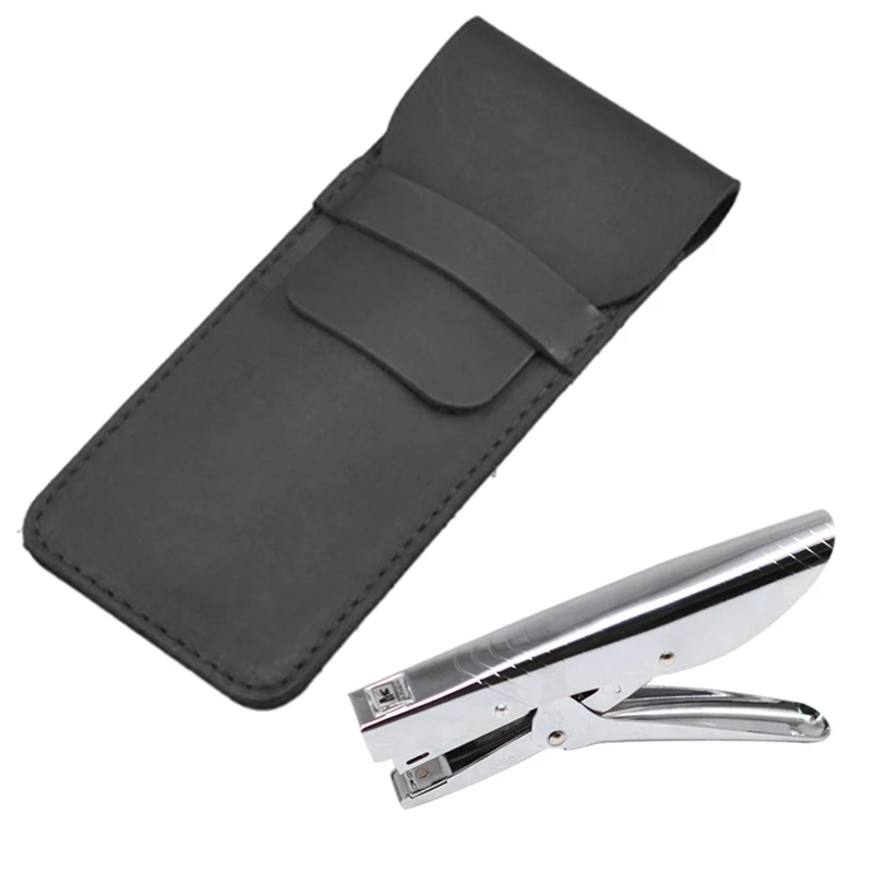 2 Pcs Stationery Office 1 Metal Stapler 20 Sheet Paper &amp Large Handmade Pencil Bag Cowhide Retro S | Канцтовары для офиса и