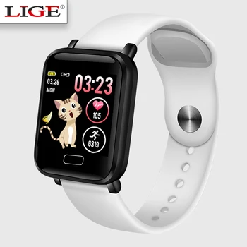 

LIGE 2019 New Fitness tracker waterproof Smart Bracelet men Women Heart Rate Monitor Sports Mode smart Watch Relogio masculino