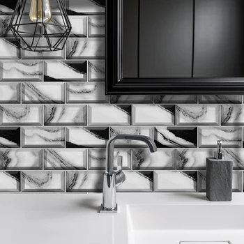 

0.54m² Marble Stone Brick Wall Sticker Self-adhesive PVC Tiles Bathroom Waterproof Stickers Kitchen Home Decoration